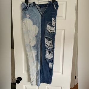 Two tone dyed straight leg jeans